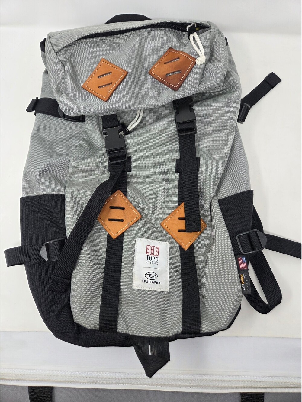 Topo Designs x Subaru Gray Black Nylon Hiking Backpack 21-35L Roll-Top